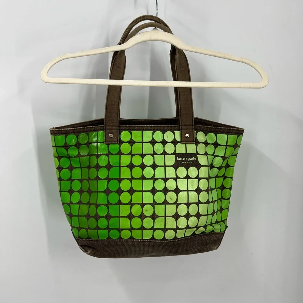 Kate, spade canvas, hombre tote in green